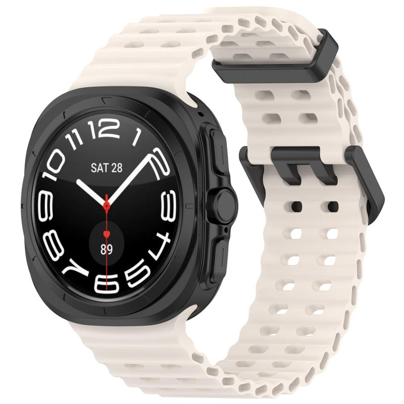 For Samsung Galaxy Watch Ultra 47Mm / Ultra 2025 Ocean Hole Dual Buckle Silicone Watch Band(Starlight) - Image 1